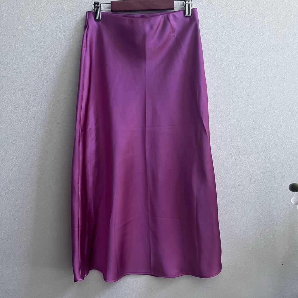 Renee C. High Slit Satin Pink Midi Skirt Women's Size Small - Picture 2 of 6